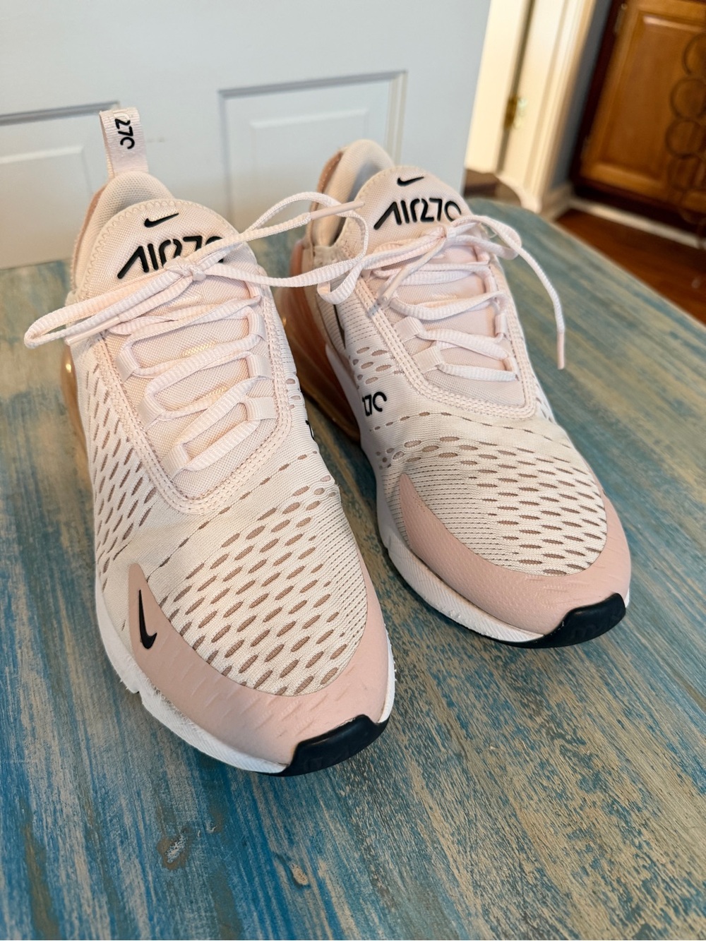 Nike Women Pink and White Air Max 270 Athletic Sneakers